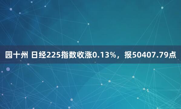 园十州 日经225指数收涨0.13%，报50407.79点